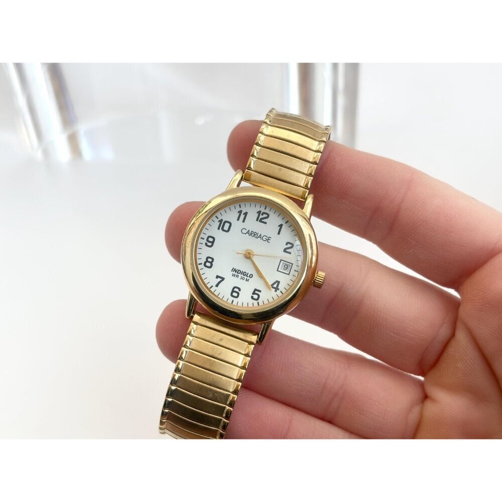 Carriage by Timex C3A151 BACK LIT! Gold Toned Vintage Wristwatch - 28mm - WORKS! - Picture 12 of 13